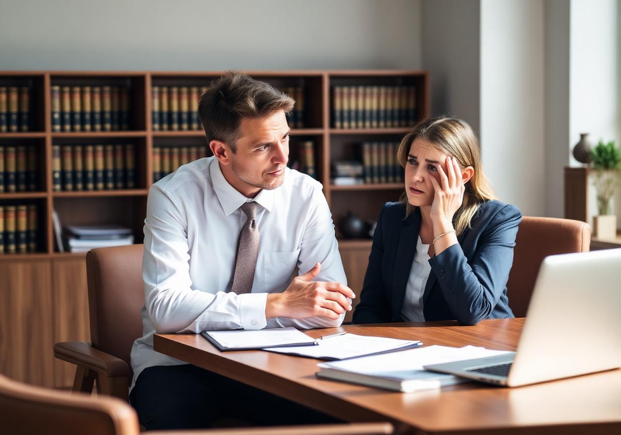Attorney consulting with a worried client